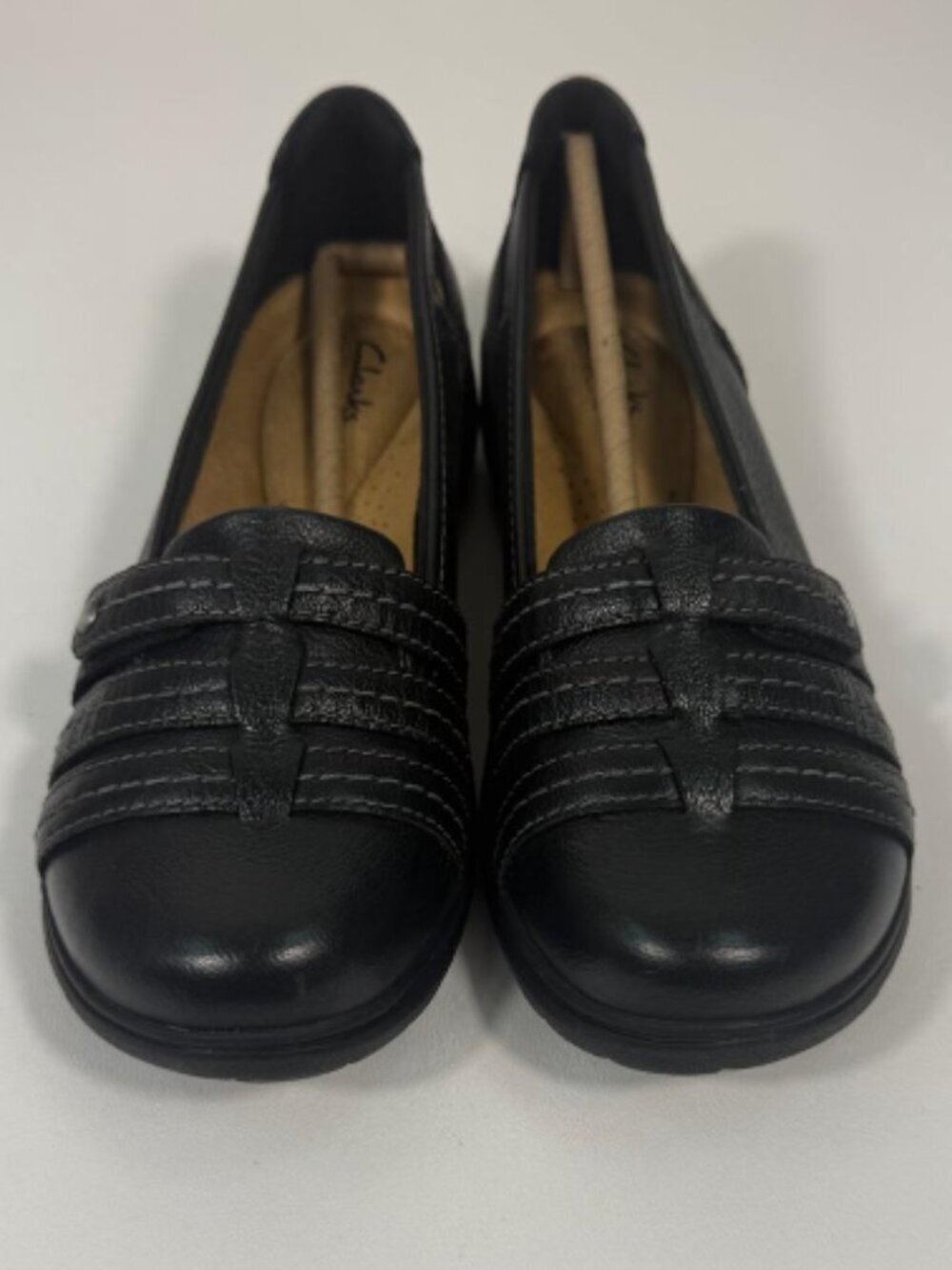 Clarks Collection Carleigh Eliza loafers in black leather Size 8
